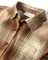 Girls Plaid Flannel Button Up Shirt