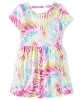 Girls Print Cut Out Dress