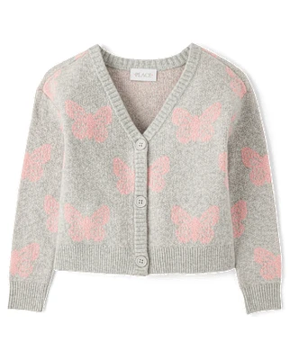 Girls Intarsia Butterfly Cardigan