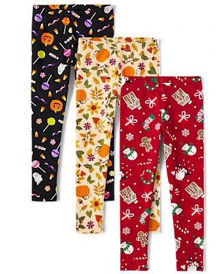 Girls Holiday Leggings 3-Pack