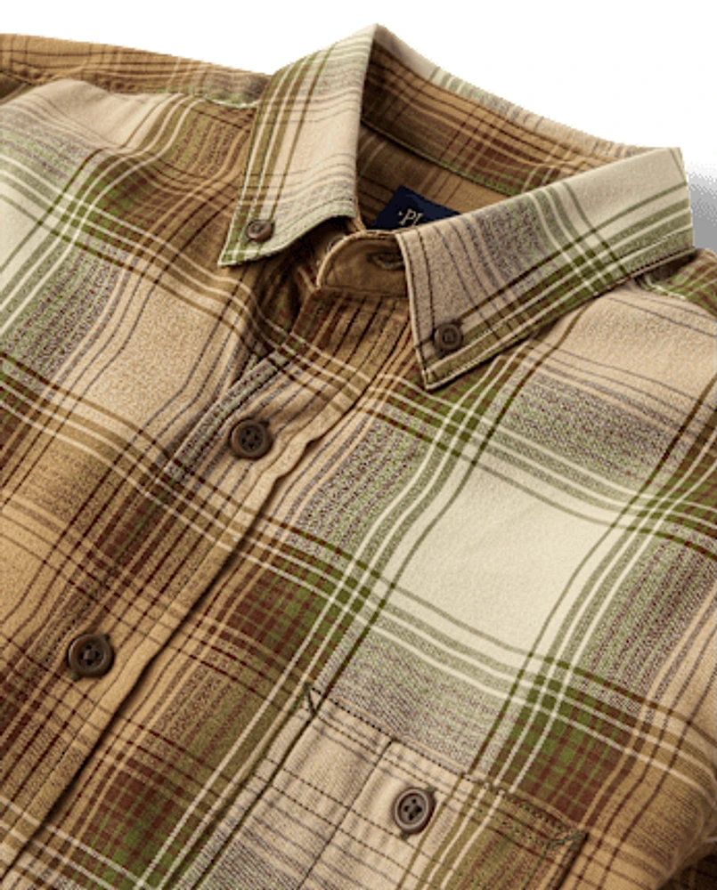 Mens Matching Family Plaid Flannel Button Up Shirt