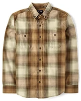 Mens Matching Family Plaid Flannel Button Up Shirt