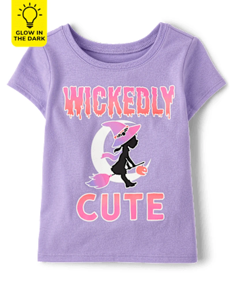 Baby And Toddler Girls Glow Wickedly Cute Graphic Tee