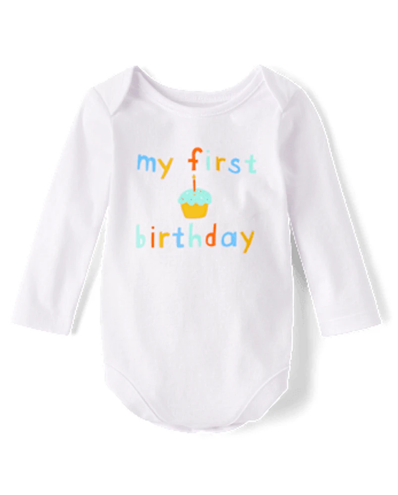 Unisex Baby First Birthday Graphic Bodysuit