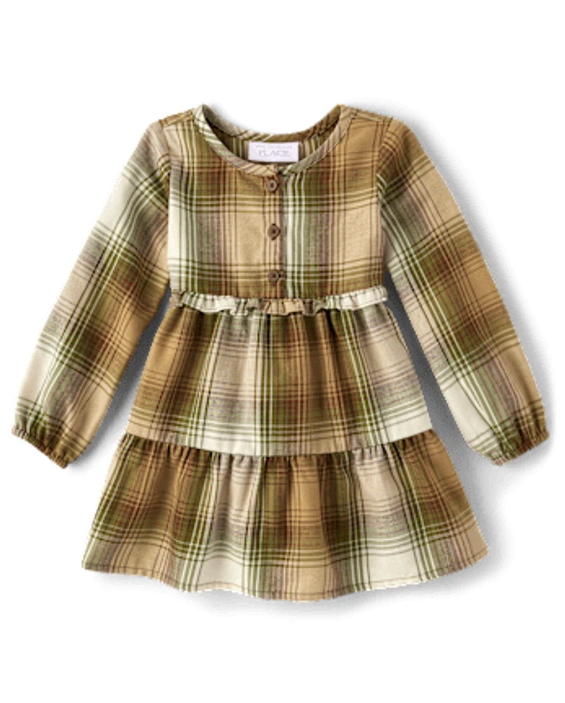 Toddler Girls Matching Family Plaid Flannel Shirt Dress