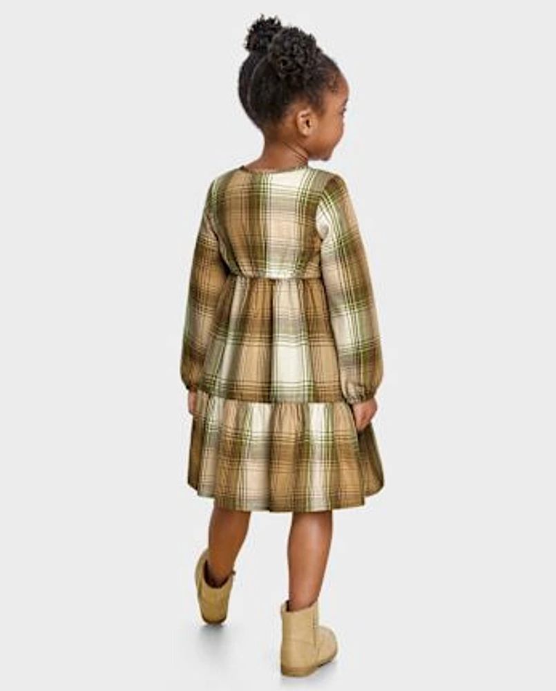 Toddler Girls Matching Family Plaid Flannel Shirt Dress