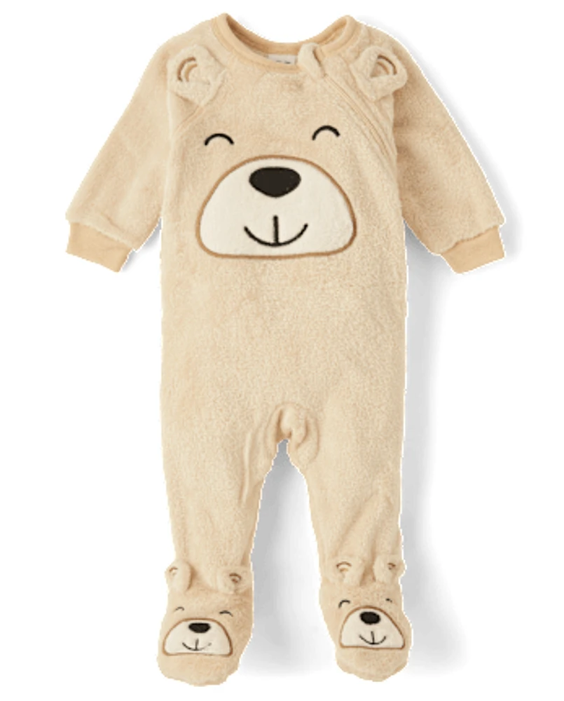 Unisex Baby And Toddler Matching Family Bear Fleece Footed One Piece Pajamas