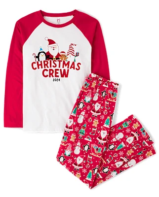 Pyjama Mixte Adulte Famille assortie de Noël Crew 2024 coton Et micromolleton