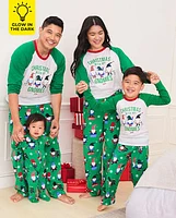 Unisex Adult Matching Family Glow Christmas Gnomies Cotton And Microfleece Pajamas