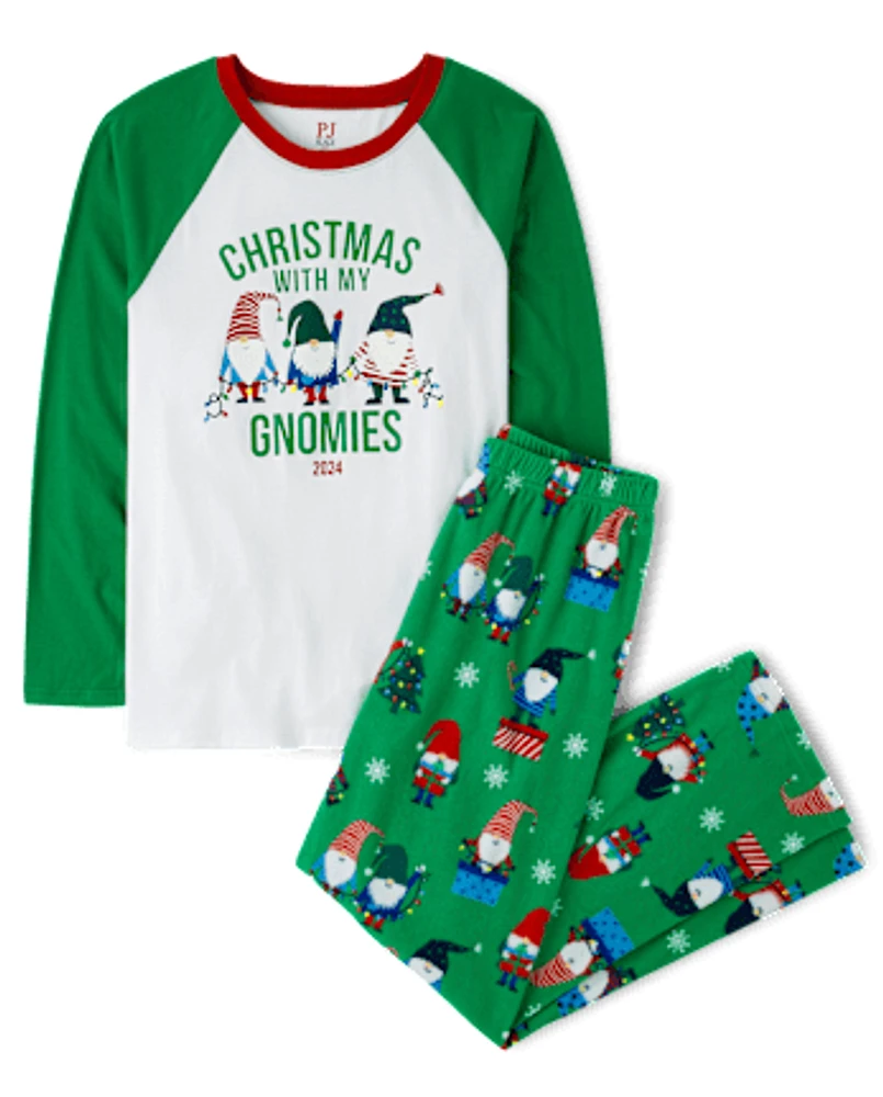 Adult Matching Family Glow Christmas Gnomies Cotton And Microfleece Pajamas