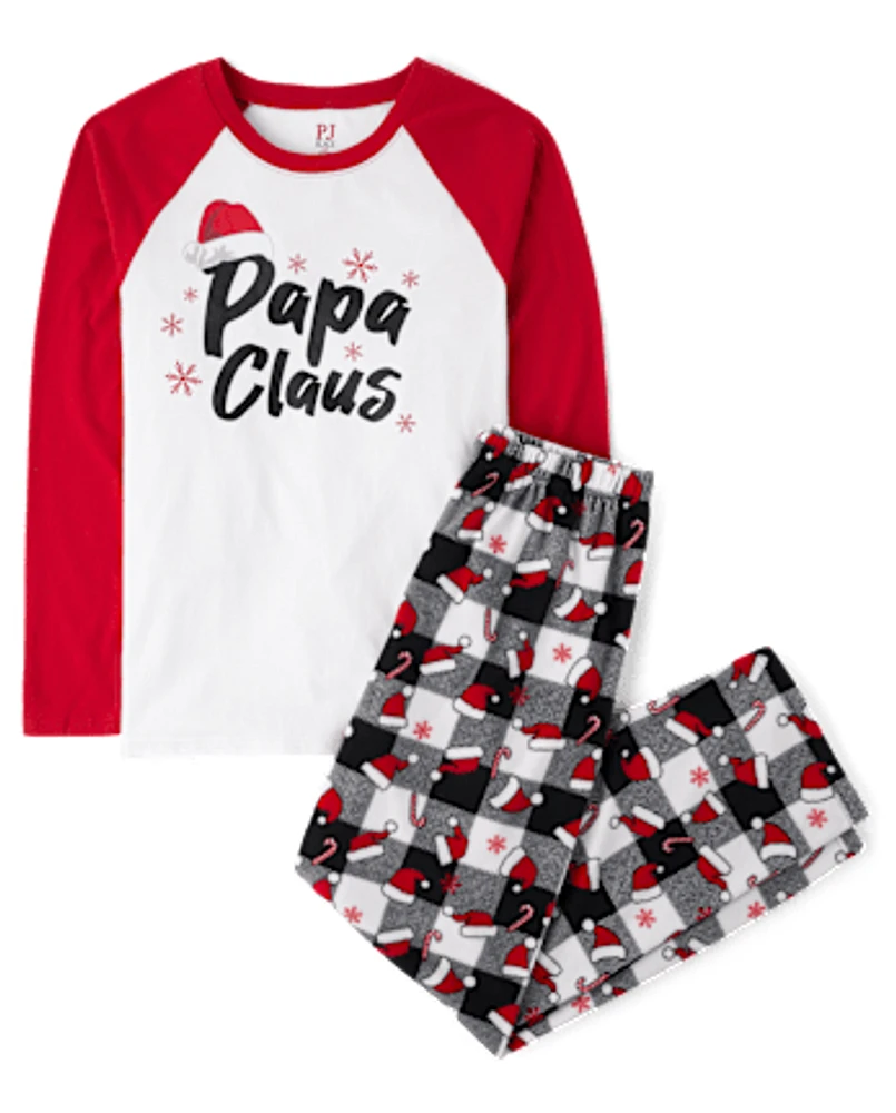 Mens Matching Family Papa Claus Cotton And Microfleece Pajamas