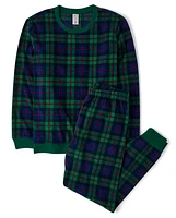 Unisex Adult Matching Family Tartan Plaid Microfleece Pajamas