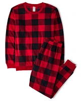 Adult Matching Family Buffalo Plaid Microfleece Pajamas