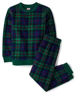 Kids Matching Family Tartan Plaid Microfleece Pajamas