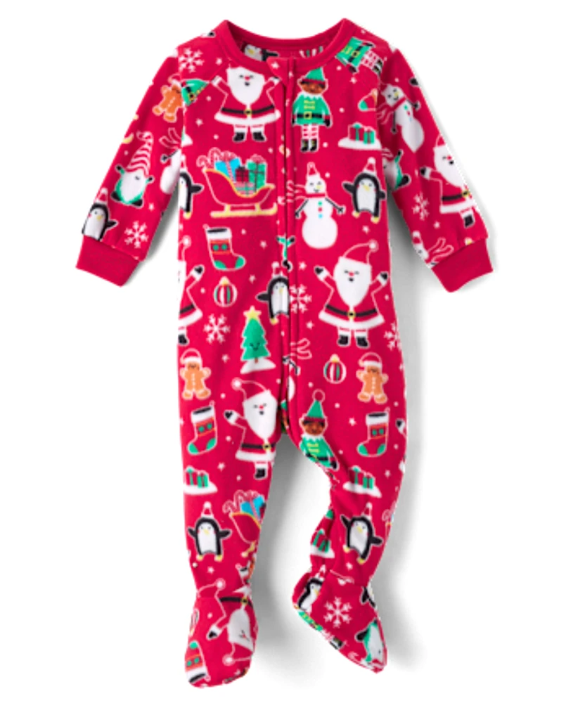 Unisex Baby And Toddler Matching Family Christmas Microfleece Footed One Piece Pajamas