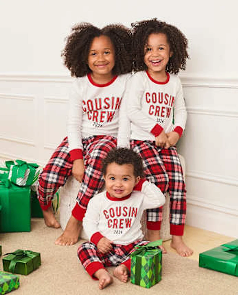 Pyjama unisexe pour enfants Cousin Crew 2024 en coton et micromolleton coupe ajustée