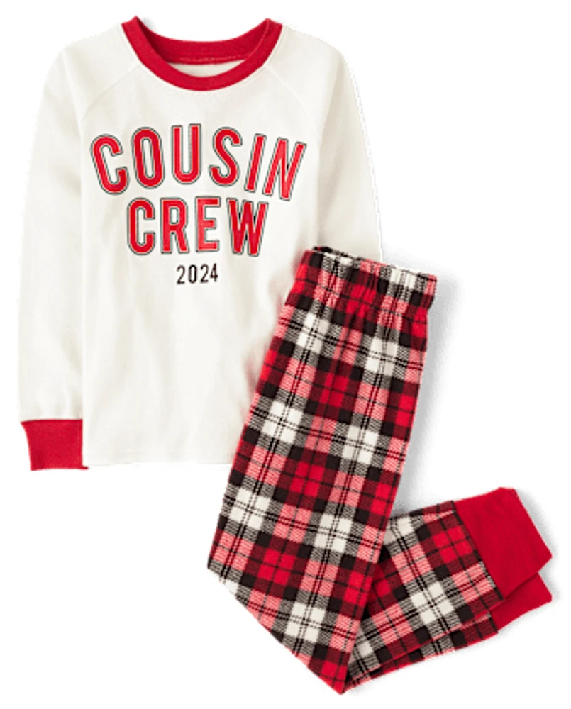 Pyjama unisexe pour enfants Cousin Crew 2024 en coton et micromolleton coupe ajustée