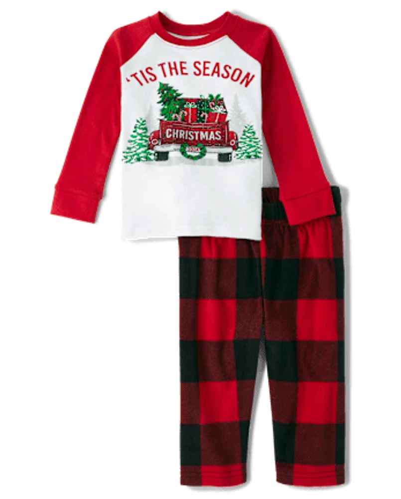 Unisex Baby And Toddler Matching Family 'Tis The Season Snug Fit Cotton Microfleece Pajamas