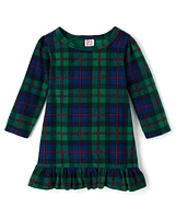 Toddler Girls Matching Family Tartan Plaid Microfleece Ruffle Nightgown