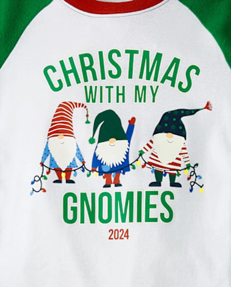 Unisex Kids Matching Family Glow Christmas Gnomies Snug Fit Cotton And Microfleece Pajamas