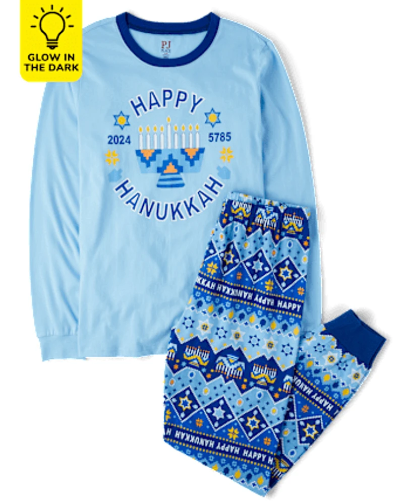 Adult Matching Family Glow Hanukkah Cotton Pajamas