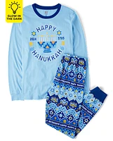 Unisex Adult Matching Family Glow Hanukkah Cotton Pajamas