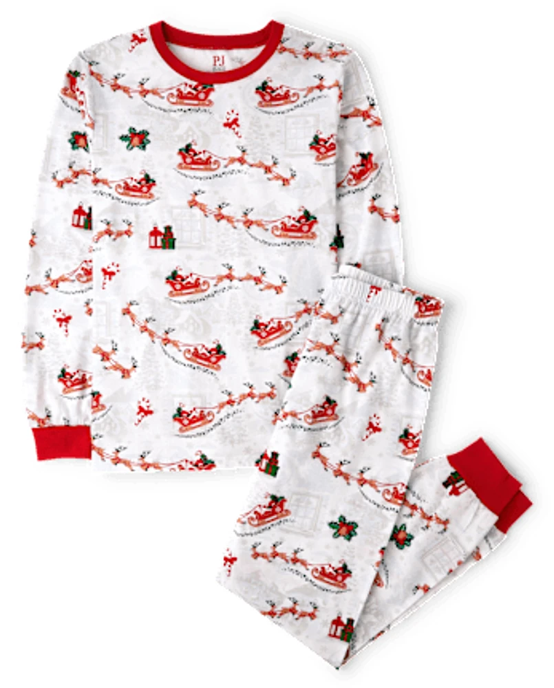 Unisex Adult Matching Family Santa Sleigh Cotton Pajamas