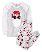 Pyjama unisexe Adulte Famille assorti phosphorescent Santa lunettes de soleil coton