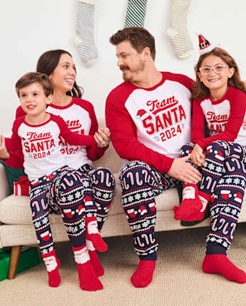 Adult Matching Family Team Santa 2024 Cotton Pajamas