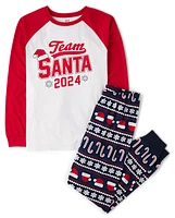 Pyjama unisexe Adulte Famille assortie Team Santa 2024 coton