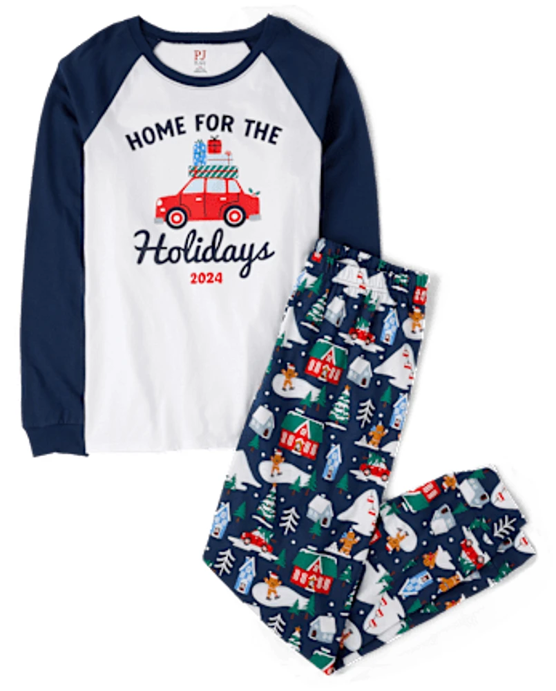 Pyjama en coton unisexe adulte Famille assorti Home For The Holidays