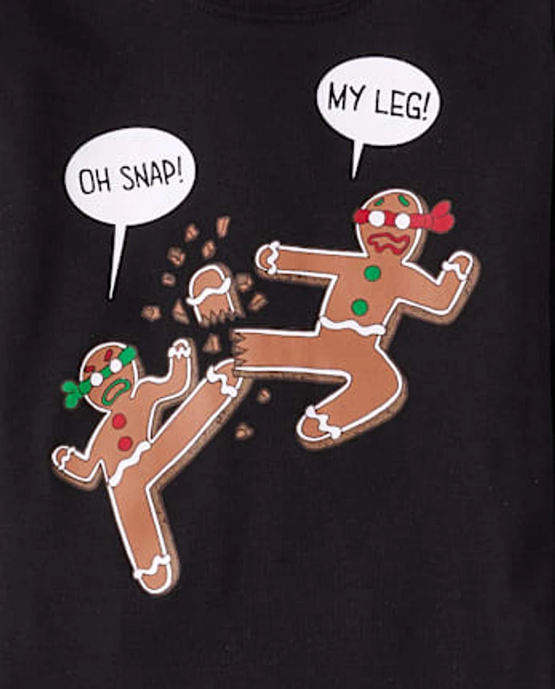 Boys Glow Gingerbread Ninja Snug Fit Cotton Pajamas