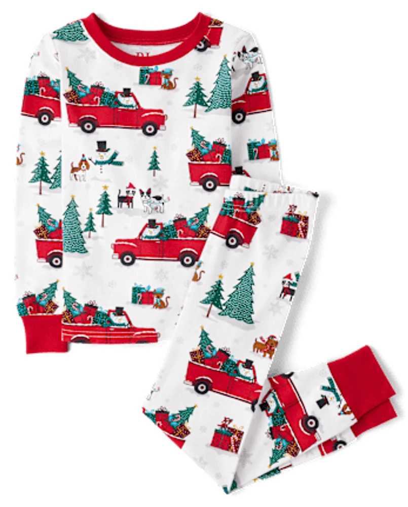 Kids Matching Family Truck Snug Fit Cotton Pajamas