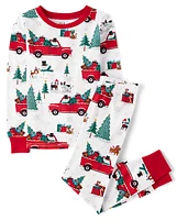 Unisex Kids Matching Family Truck Snug Fit Cotton Pajamas