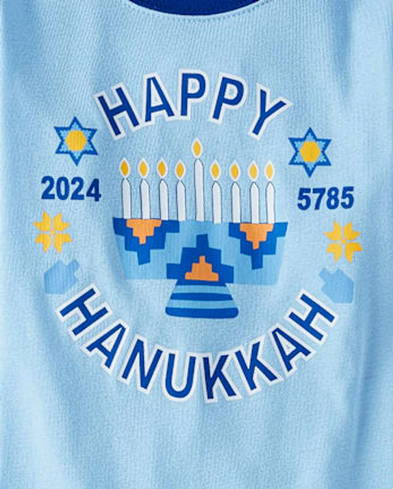 Pyjama Famille assorti phosphorescent Hanukkah Snug Fit en coton unisexe pour enfants