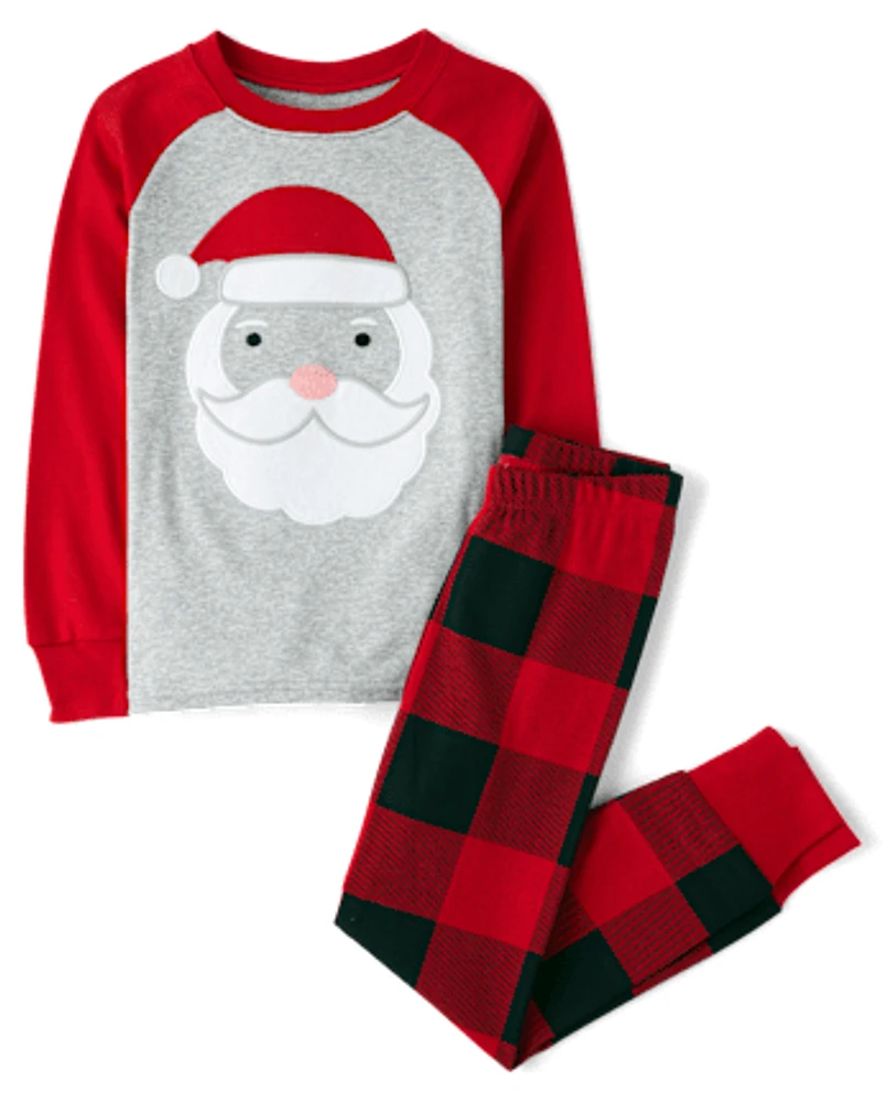 Kids Santa Face Snug Fit Cotton Pajamas