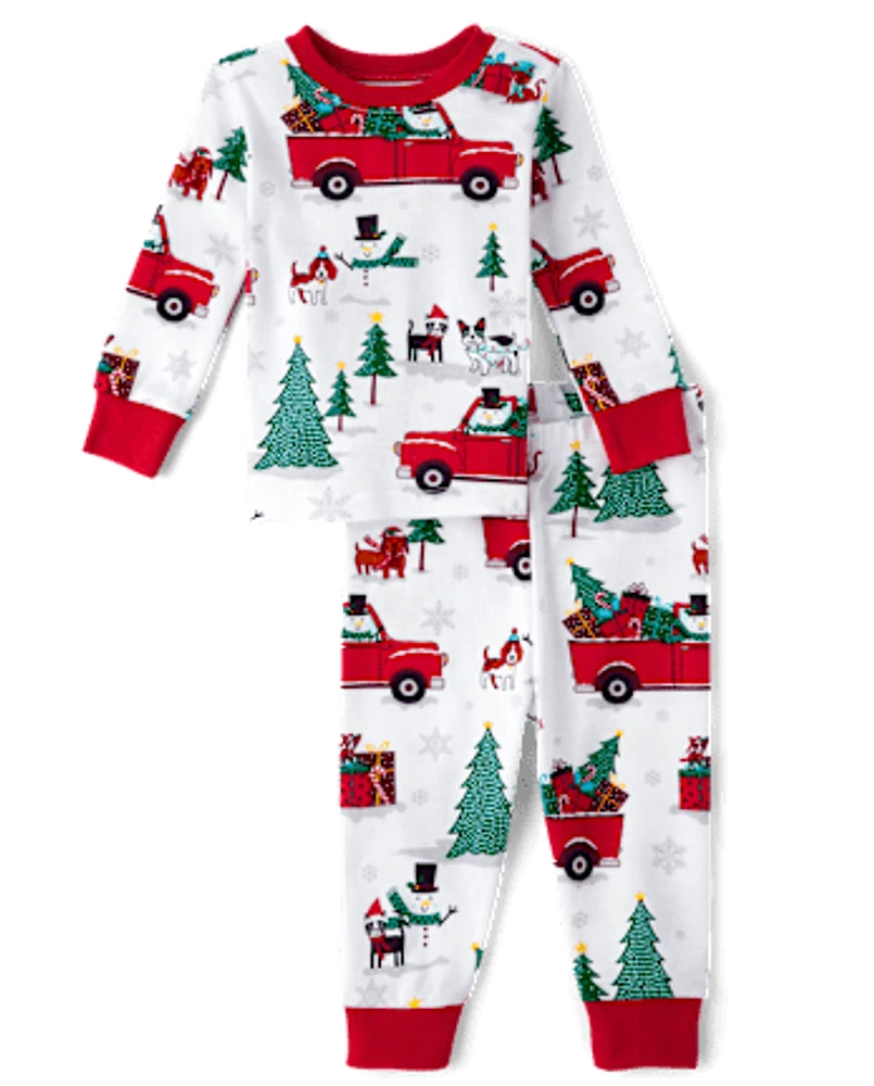 Pyjama unisexe bébé et tout-petit Famille assorti Truck Snug Fit en coton