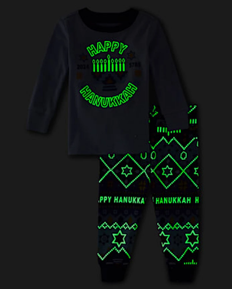 Pyjama unisexe bébé et tout-petit Famille assorti phosphorescent Hanukkah Snug Fit coton