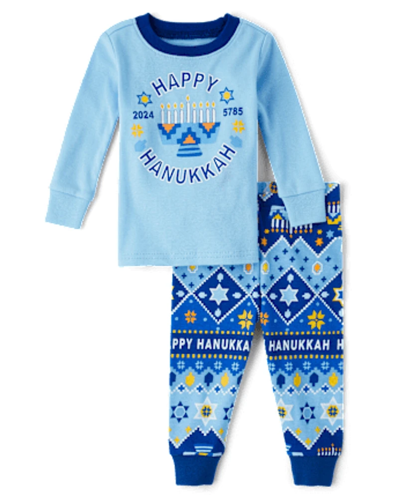 Pyjama unisexe bébé et tout-petit Famille assorti phosphorescent Hanukkah Snug Fit coton