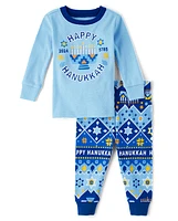 Pyjama unisexe bébé et tout-petit Famille assorti phosphorescent Hanukkah Snug Fit coton