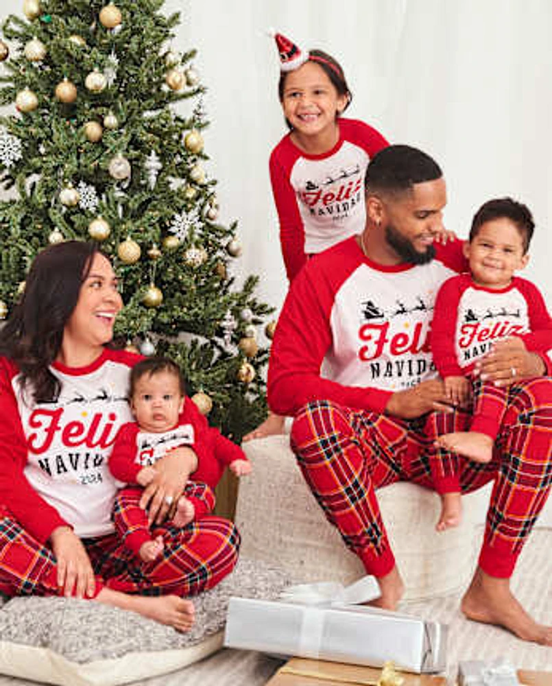 Baby And Toddler Matching Family Feliz Navidad 2024 Snug Fit Cotton Pajamas