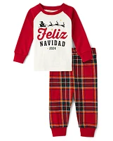 Pyjama unisexe Bébé et tout-petit Famille assorti Feliz Navidad 2024 Snug Fit coton