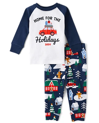 Baby And Toddler Matching Family Home For The Holidays Snug Fit Cotton Pajamas