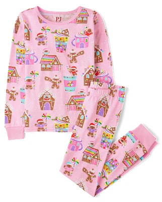 Girls Gingerbread Snug Fit Cotton Pajamas