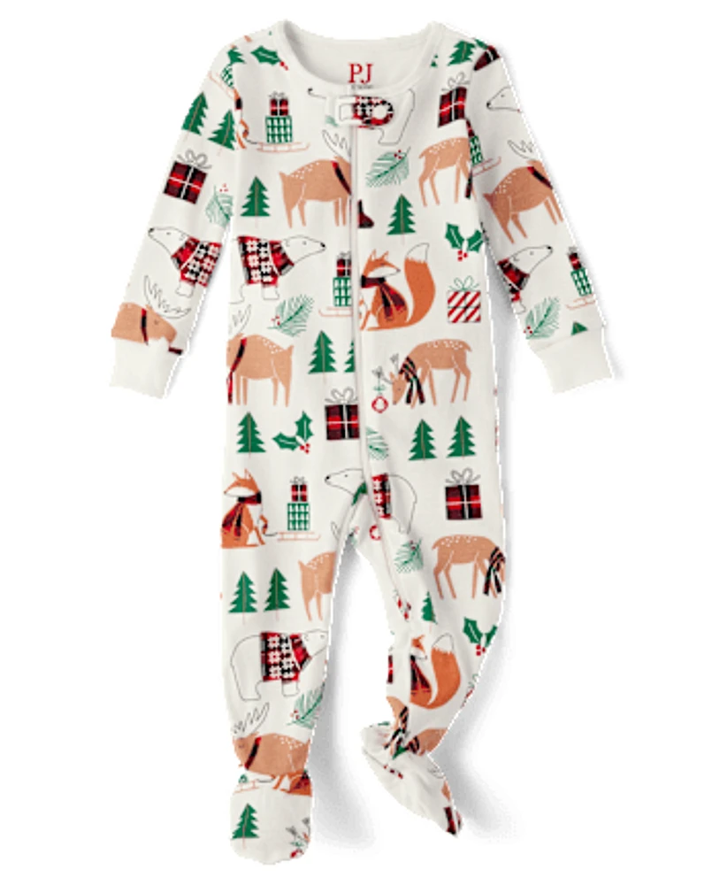 Unisex Baby And Toddler Matching Family Animal Snug Fit Cotton Footed One Piece Pajamas