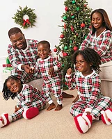 Womens Matching Family Plaid Thermal Henley Pajamas