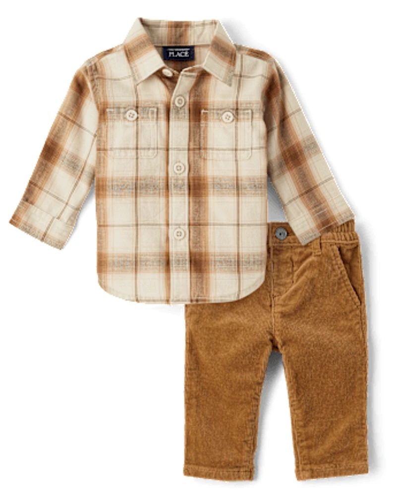 Baby Boys Dad And Me Plaid Flannel 2-Piece Outfit Set