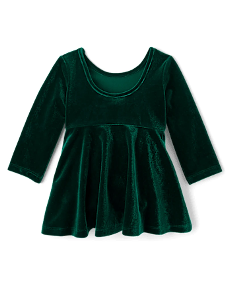 Baby Girls Mommy And Me Velour Fit Flare Dress