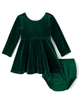 Baby Girls Mommy And Me Velour Fit Flare Dress