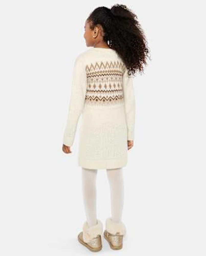 Girls Mommy And Me Fairisle Sweater Dress